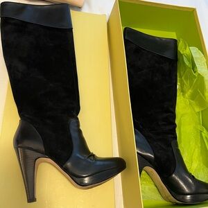 Beautiful suede and leather black knee-high boot